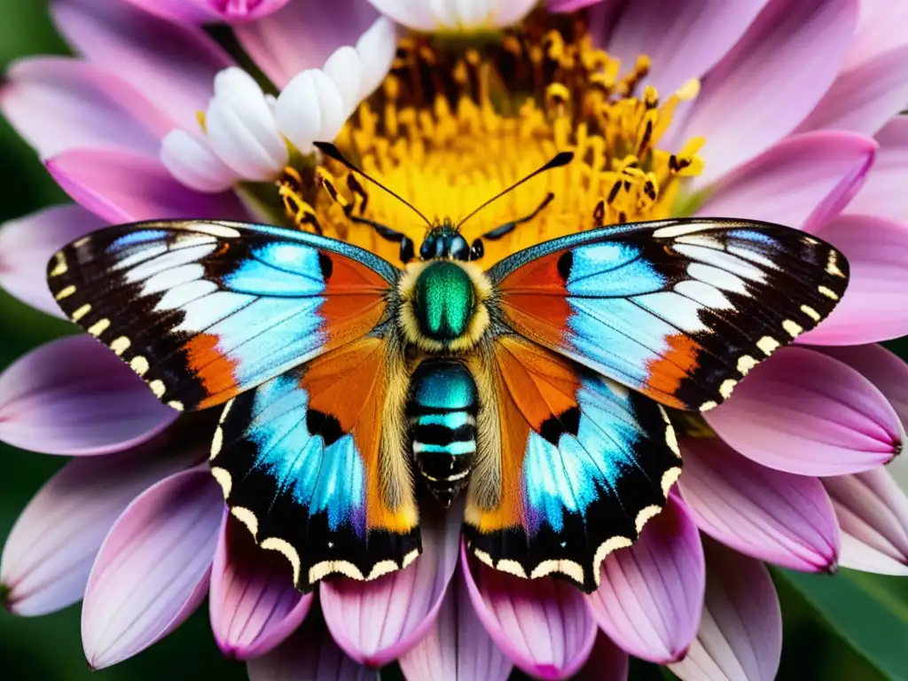 Detalle de insectos estacionales en flor, evocando la reproducción sincronizada de insectos estacionales y la belleza de la naturaleza