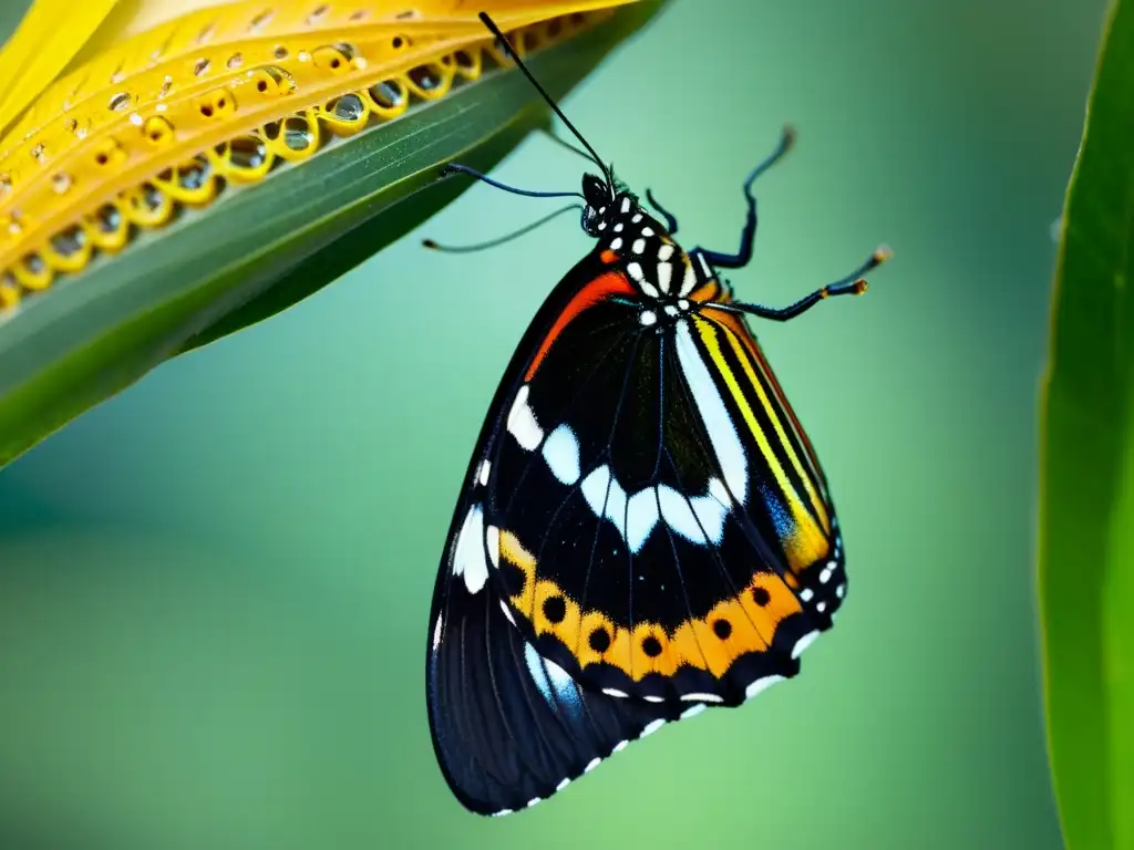 Detalle macro de la asombrosa metamorfosis de una mariposa emergiendo de su crisálida