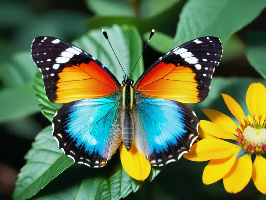 Detalle de mariposa en flor, resaltando la importancia ecológica de mariposas y polillas