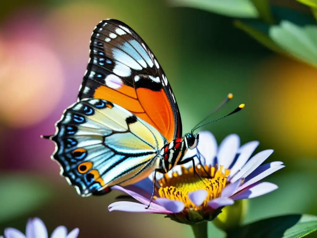 Detalle de mariposa en flor resaltando la importancia ecológica de los insectos vulnerables en su hábitat natural