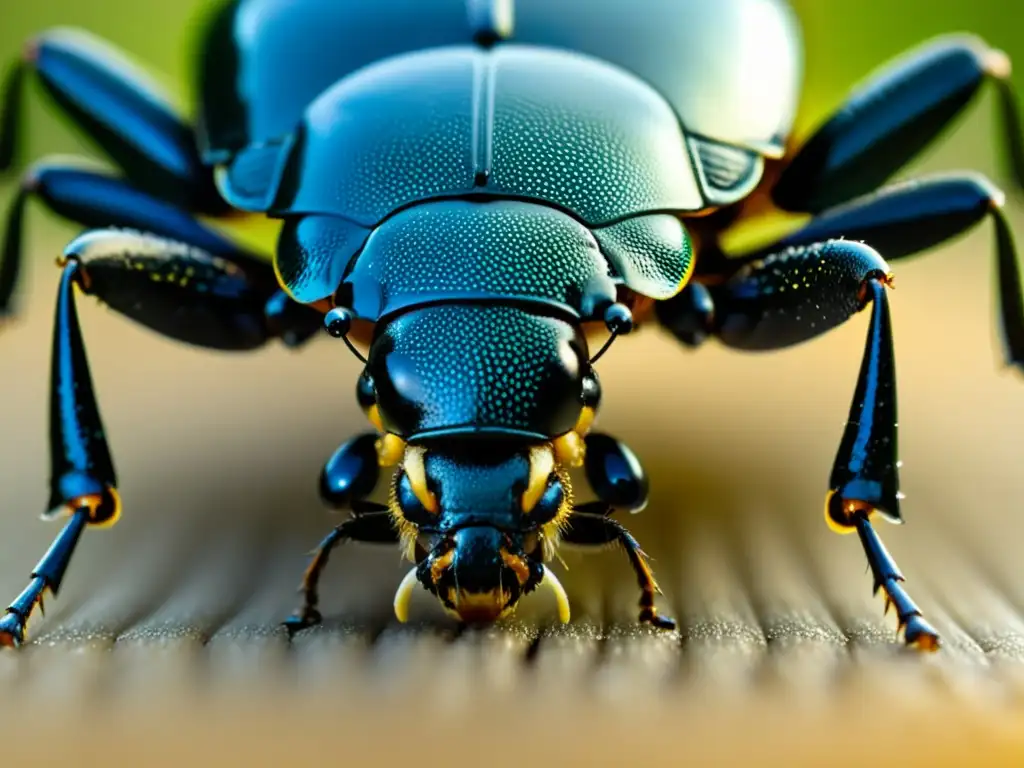 Detalle de la mecánica del mordisco de insecto, mostrando la precisión y poder de las mandíbulas en acción