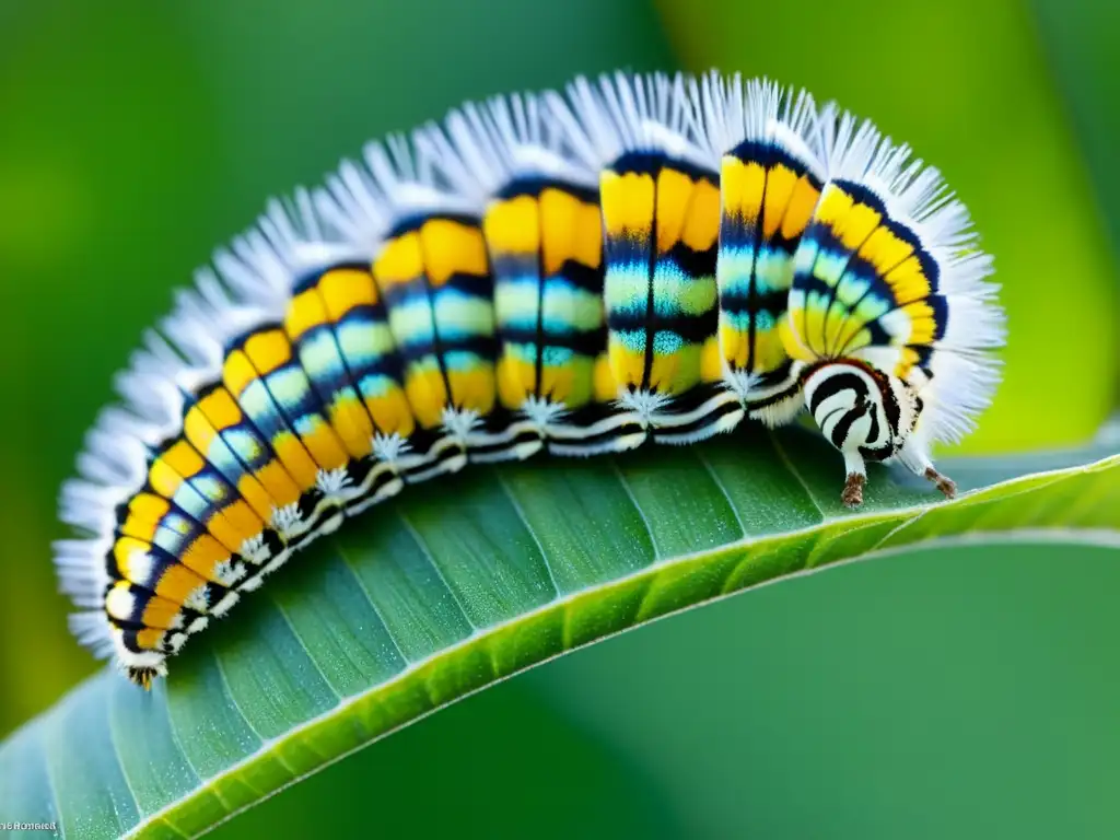 Detalle de la metamorfosis de una oruga a mariposa, resaltando la belleza y proceso natural