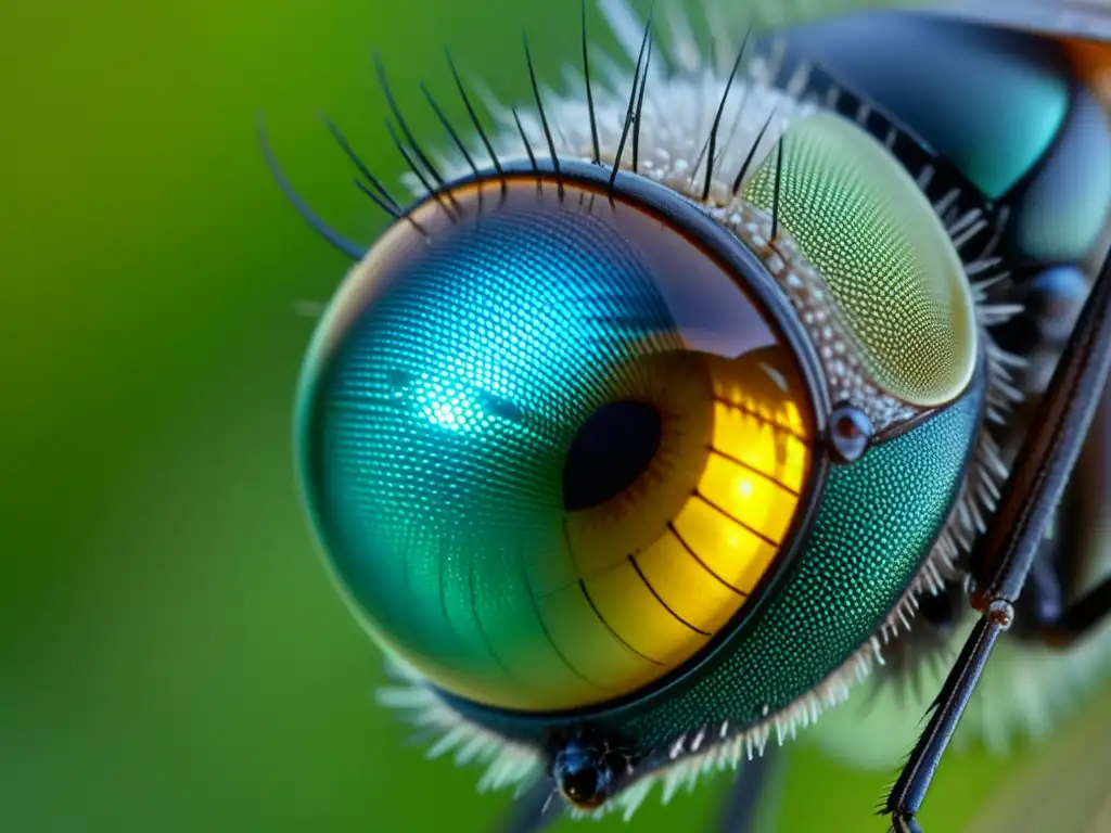 Detalle de ojo compuesto de mosquito que refleja su entorno