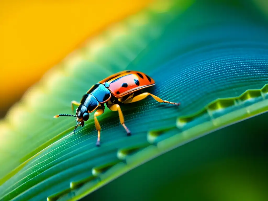 Detalle de la pata de escarabajo resaltando patrones de diseño sostenible en insectos