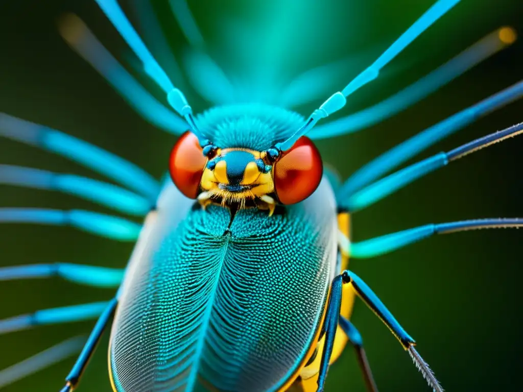 Detalle de la función de los pelos sensoriales en la delicada antena de un insecto