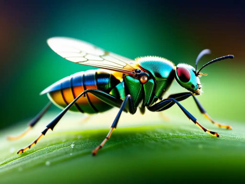 Detalle de un sensor bioinspirado de alta tecnología con diseño de insecto, evocando innovación en sensores bioinspirados tecnología insectos