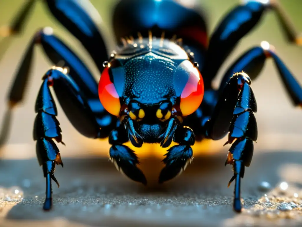 Detalle de veneno letal secretado por insectos, mostrando la peligrosa belleza de sus secreciones