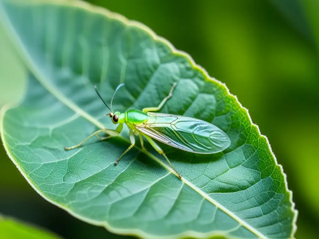 Detalles asombrosos de adaptaciones fisiológicas en el ciclo de vida de insectos, con una ninfa recién eclosionada aferrándose a una hoja verde