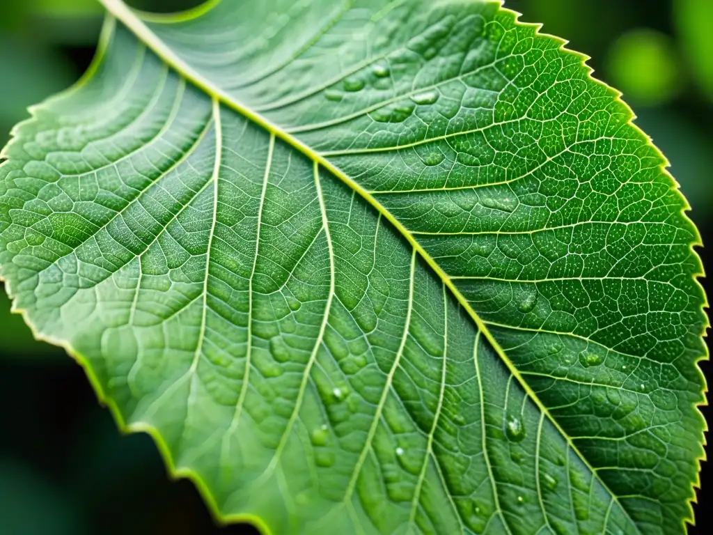 Detalles fascinantes en una hoja verde invitan a explorar el mundo de los insectos