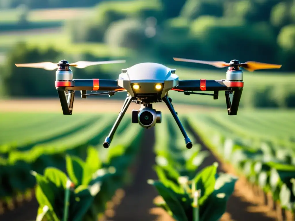 Un dron agrícola captura detalles del campo verde