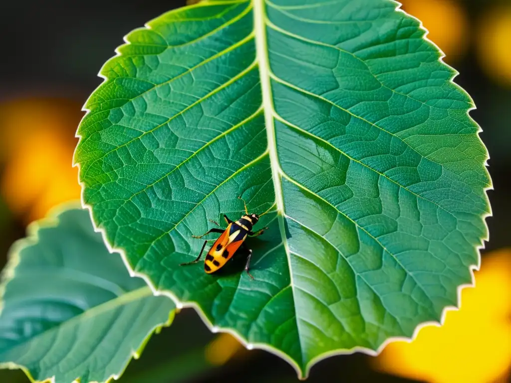 Un ecosistema vibrante y diverso, con insectos en una hoja verde