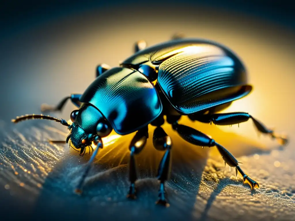 Un escarabajo tenebrionido recorriendo una botella de plástico, destacando la biodegradación de plásticos por insectos