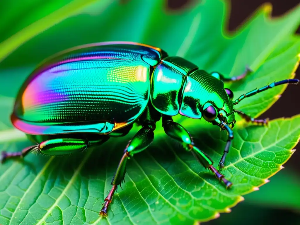 Un escarabajo vibrante y luminoso en el arte de luces