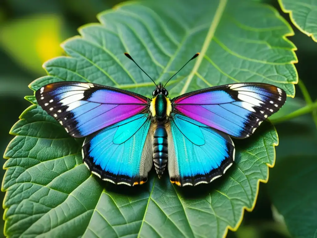 Una escena fascinante de biodiversidad, con insectos coloridos en hojas verdes