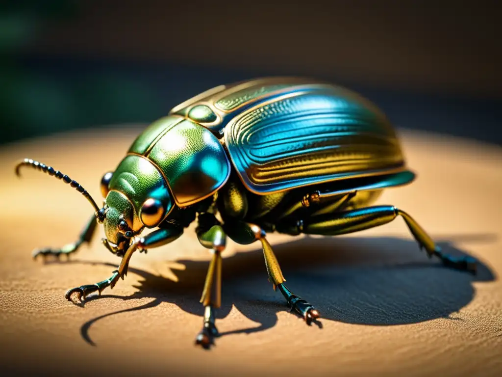 Escultura detallada en bronce de un escarabajo, resaltando la importancia de los insectos en ecología con realismo y arte