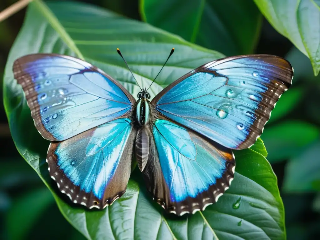 Mariposa exótica del trópico, con alas iridiscentes capturadas en macrofotografía de alta definición