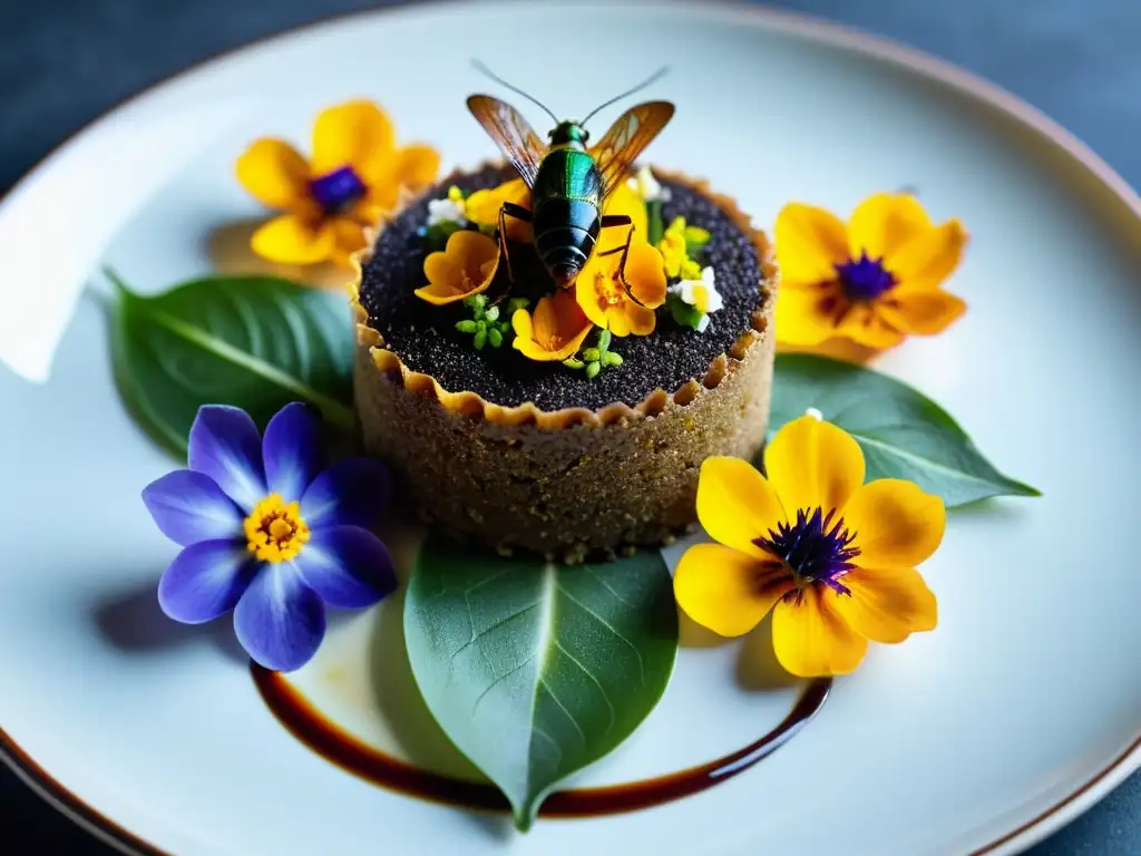 Una exquisita presentación de platos gourmet con ingredientes ricos en proteínas de insectos