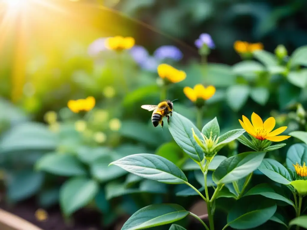 Un jardín exuberante lleno de vida con plantas disuasorias de plagas naturales