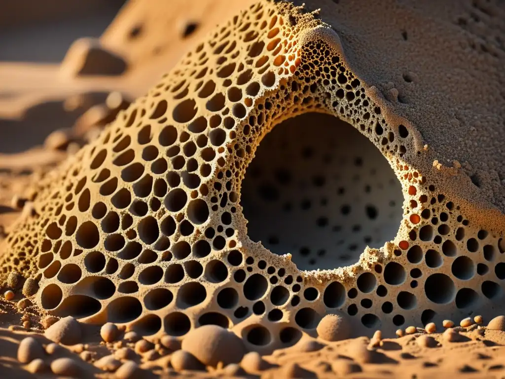 'Fascinante detalle del montículo de termitas, resaltando la complejidad de su arquitectura