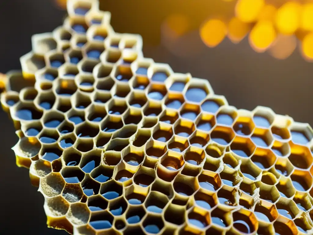 Una hermosa colmena de miel de abejas meliponas bañada por la cálida luz del sol