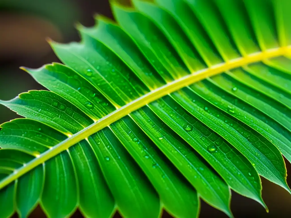 Una hoja de citronela en primer plano