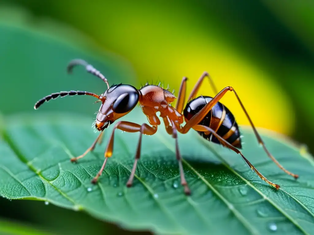 Una hormiga lleva una gota de agua, mostrando la importancia del tamaño en insectos