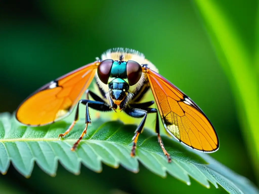 Una imagen de alta definición de insectos coloridos en hojas verdes, mostrando sus patrones y texturas