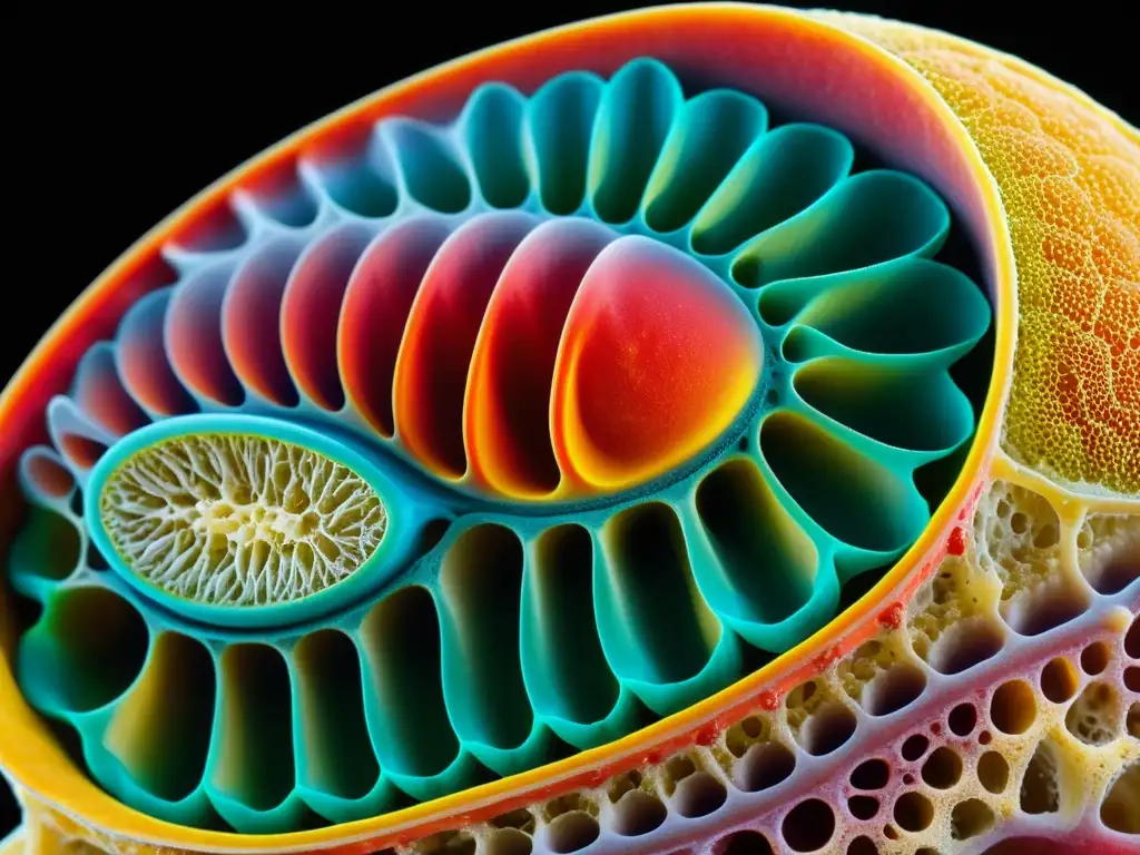 La imagen muestra la anatomía y fisiología de insectos en detalle, revelando la complejidad de su sistema digestivo