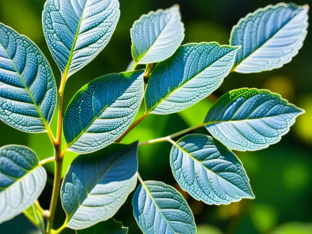 Imagen de cultivo modificado genéticamente con hojas verdes vibrantes y patrones de células hexagonales