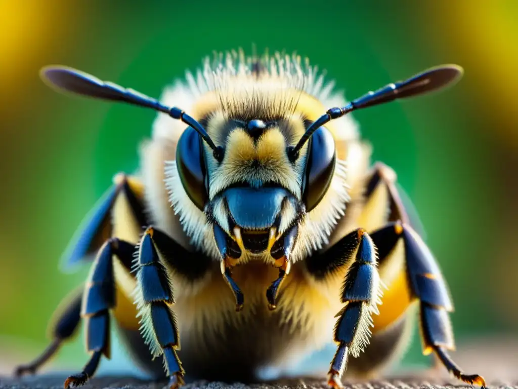 La imagen muestra la detallada y delicada antena de una abeja, resaltando sus estructuras y capacidades sensoriales