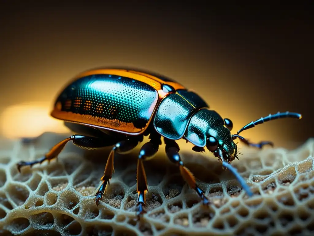 Imagen detallada de escarabajo excavador en mundo subterráneo, destacando adaptaciones insectos