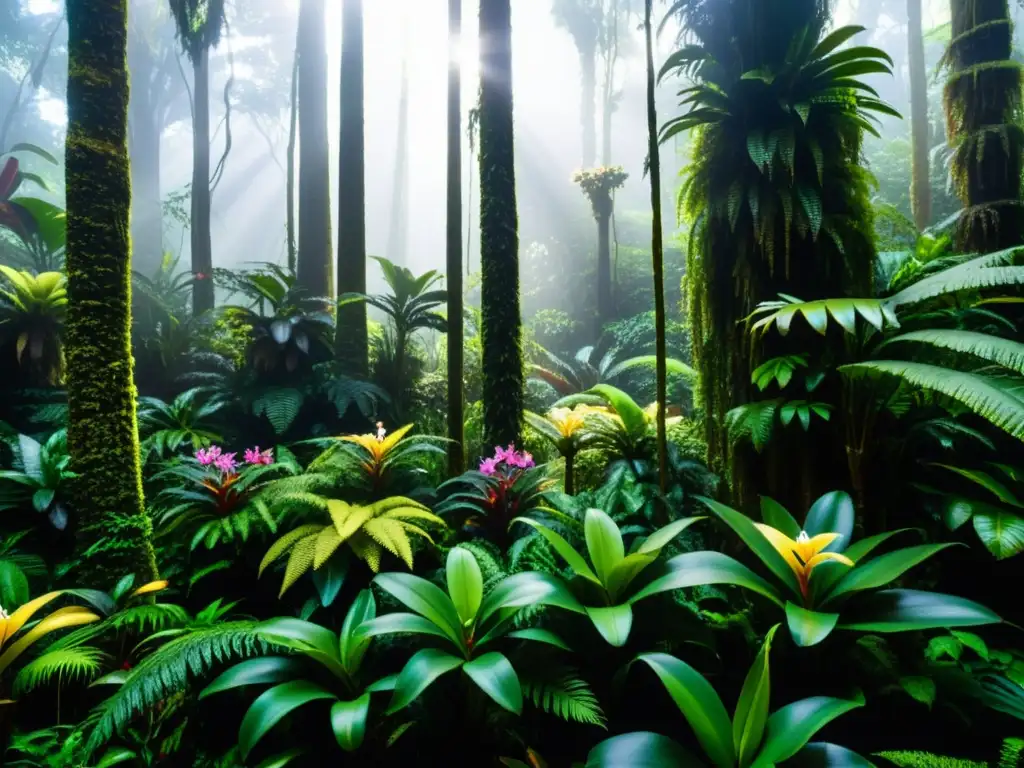 Imagen impactante de un exuberante bosque tropical, repleto de vida y biodiversidad