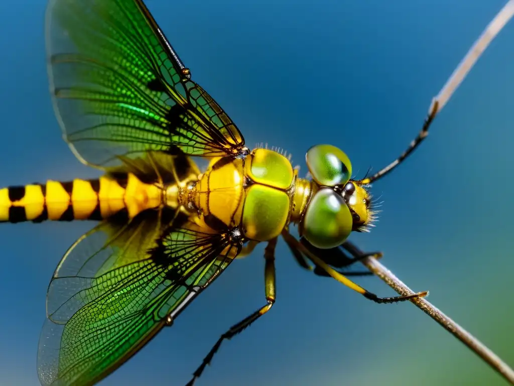 Imagen impactante de una ninfa de libélula luchando en agua contaminada, mostrando los efectos del agua contaminada en insectos acuáticos