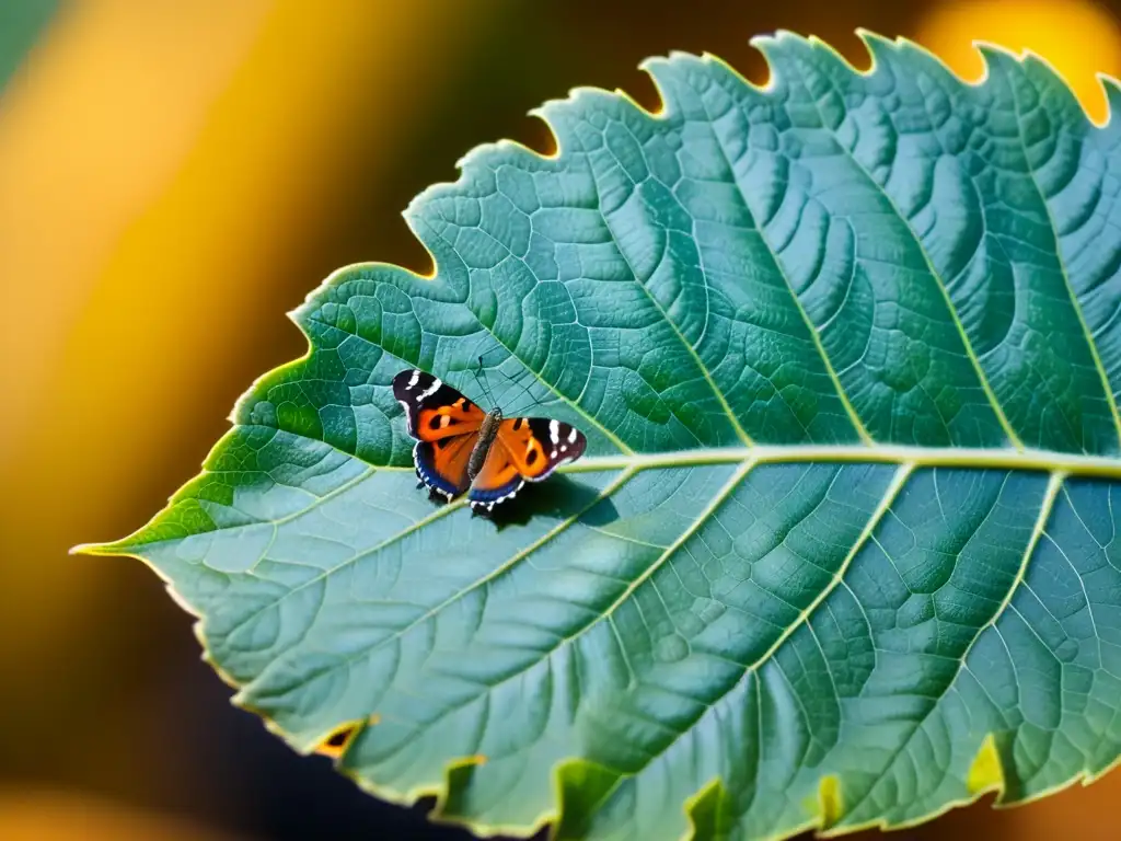 Una imagen ultradetallada de insectos diversos en una hoja verde vibrante