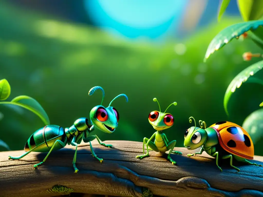 Una imagen ultraHD de la icónica escena de 'Bichos' con los Insectos famosos del cine reunidos en una vibrante colonia de hormigas