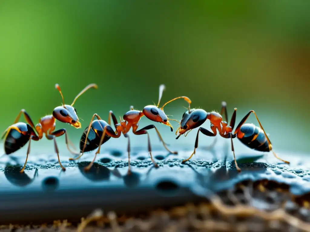 'Increíble imagen de hormigas comunicándose con sus secretos del comportamiento insectil'