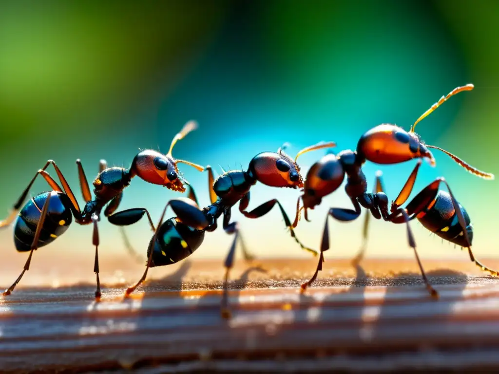 Increíble imagen de jerarquía social y comunicación entre insectos