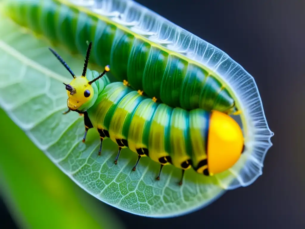 Increíble metamorfosis de una oruga en crisálida, destacando la belleza y el impacto del cambio climático en los insectos