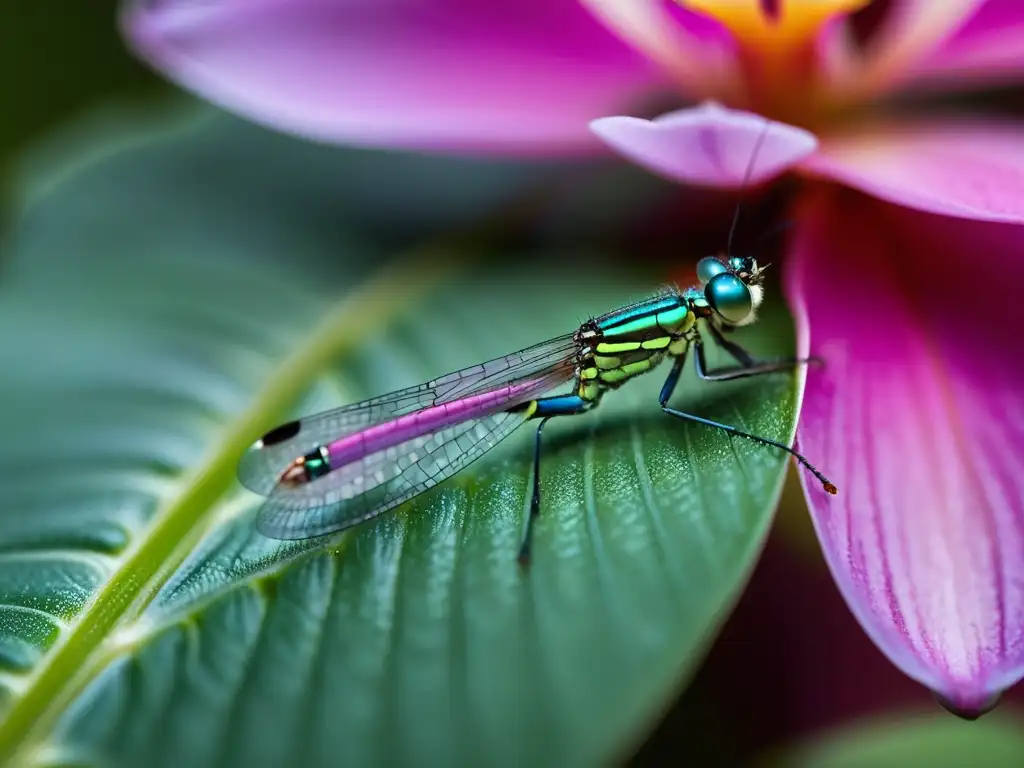 Insecto iridiscente posado en pétalo de orquídea, mostrando detalles en 8K