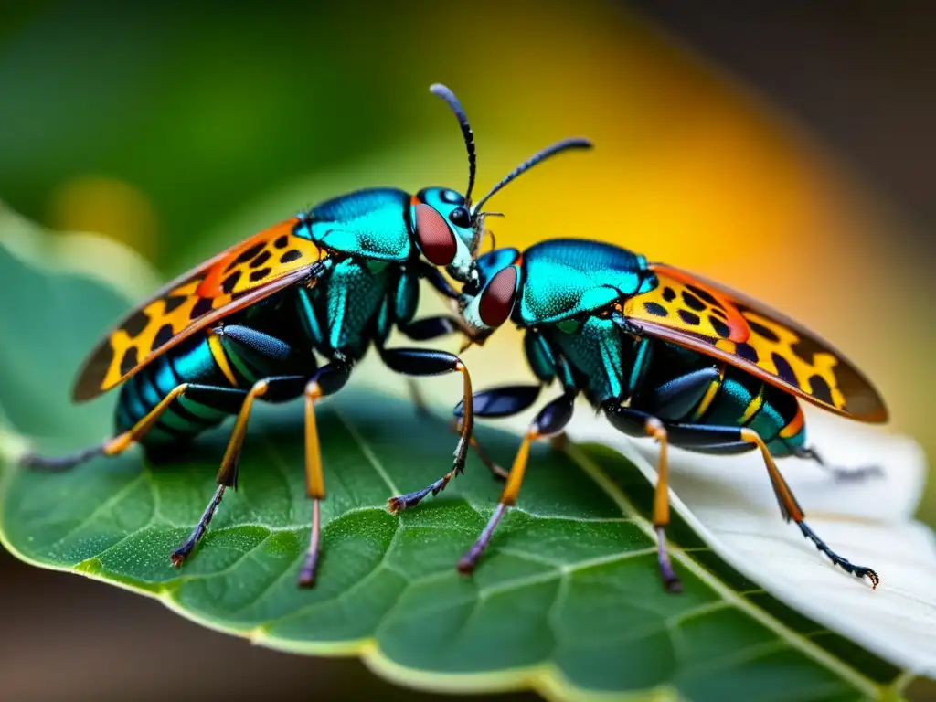 Dos insectos en un ritual de apareamiento único, mostrando tácticas sexuales extrañas de insectos