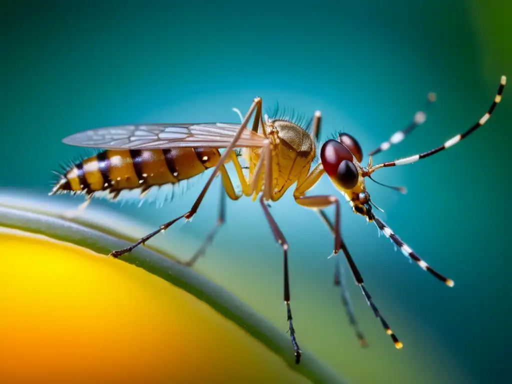 Una larva de mosquito descansa sobre el agua, mostrando su anatomía translúcida