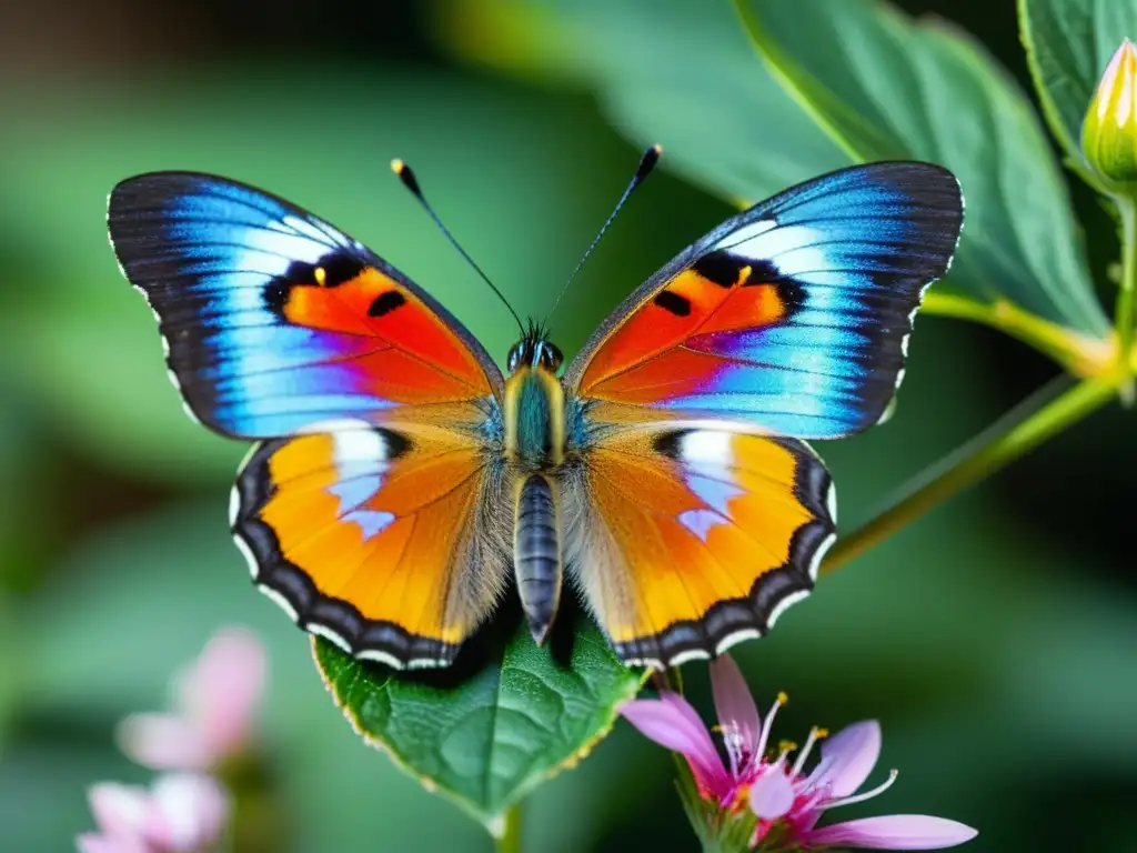 Mariposa asombrosa en flor, detallada enseñanza de entomología en escuelas