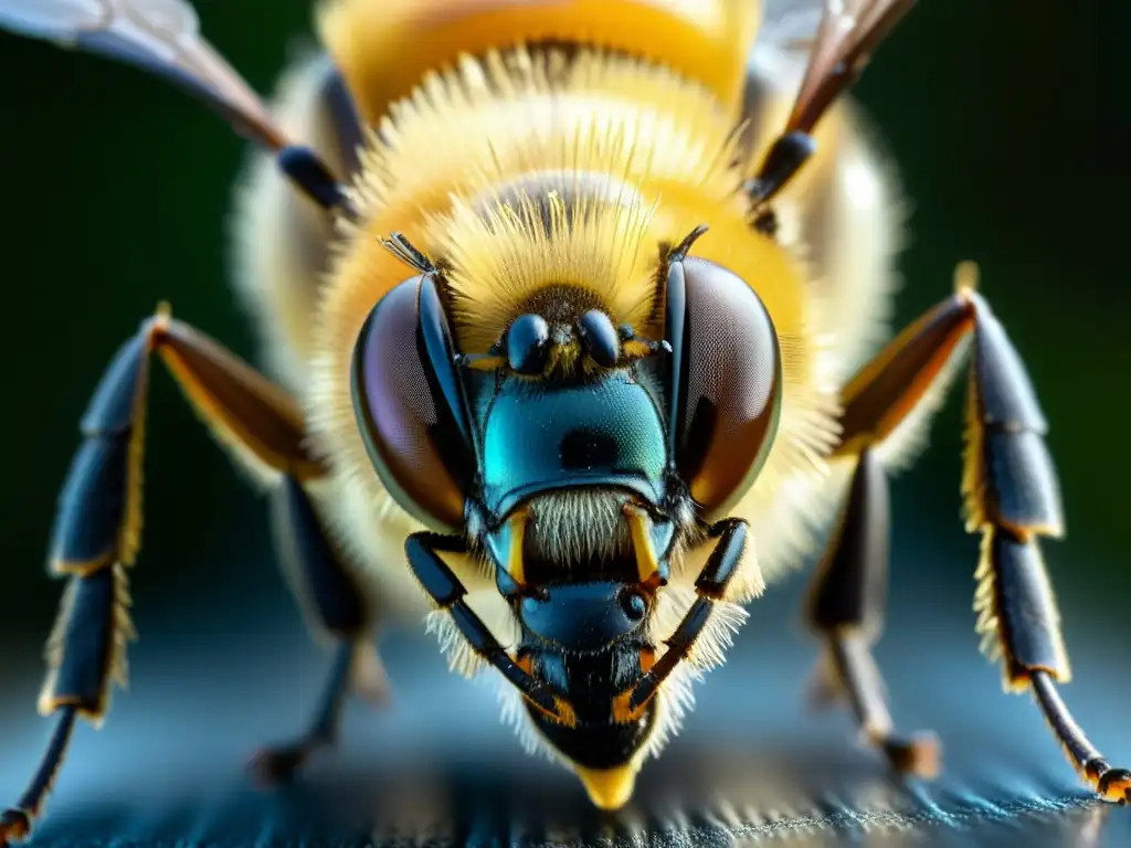 Mecanismo detección olores insectos: Detalle fascinante de las antenas de una abeja, revelando su estructura y sensibilidad olfativa