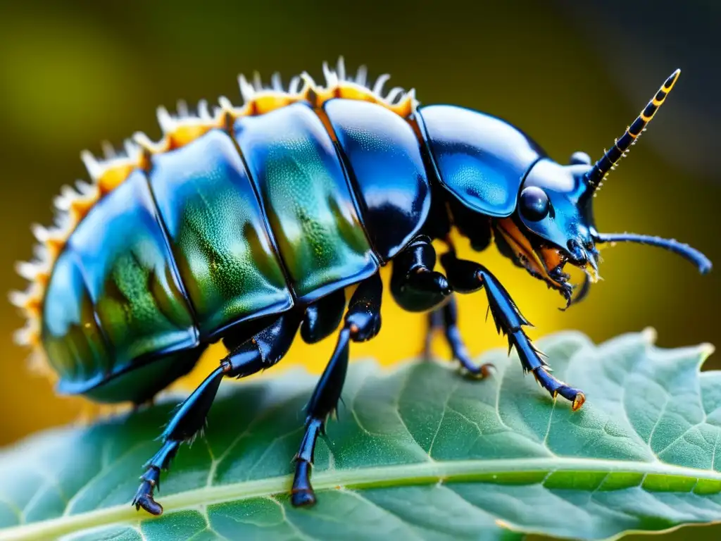 Metamorfosis del escarabajo rinoceronte: Increíble detalle de la transformación de la larva a escarabajo, con colores vibrantes y texturas asombrosas