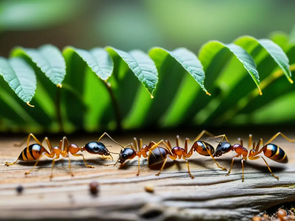 Migraciones espectaculares de hormigas nómadas en la exuberante selva, destacando su coordinación y determinación en movimiento colectivo