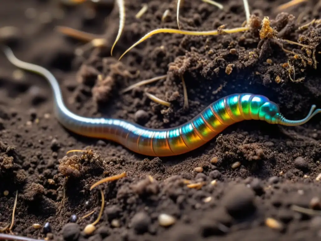 Un mundo subterráneo vibrante con gusanos de tierra beneficiosos para suelos saludables