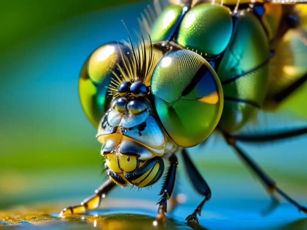 'Una ninfa de libélula emerge del agua, su exoesqueleto brilla al sol mientras experimenta metamorfosis