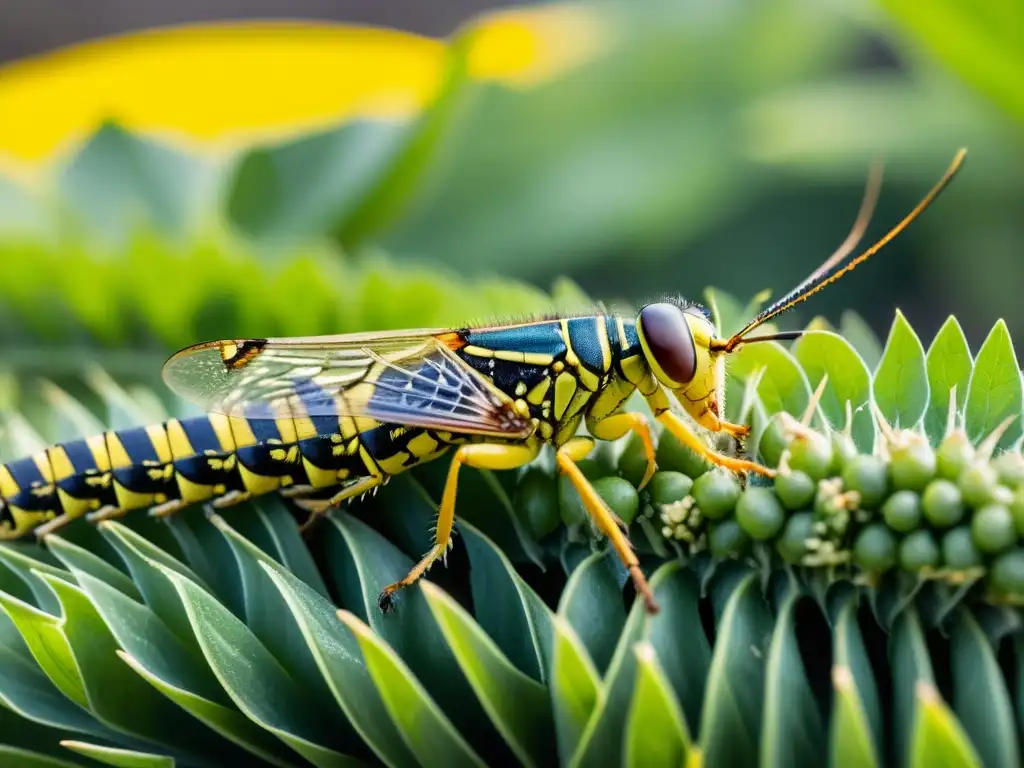 Una plaga de saltamontes y langostas devorando un campo de cultivo, con un detalle impresionante de los insectos y la vegetación