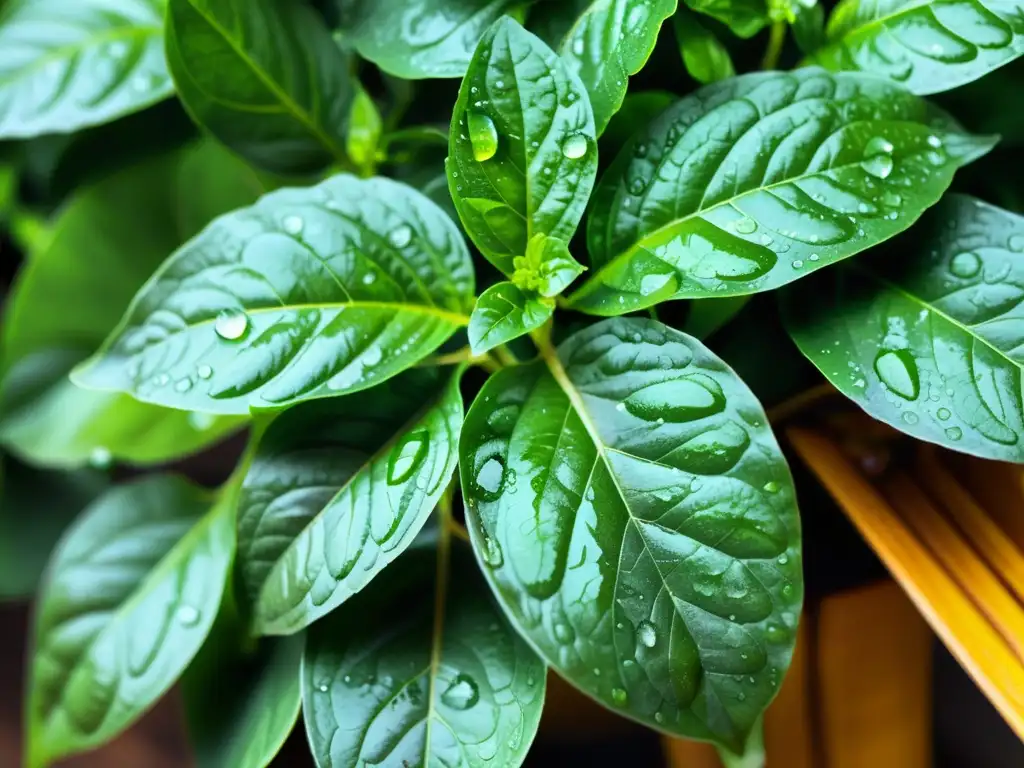 Planta de albahaca con solución natural para protegerla de insectos