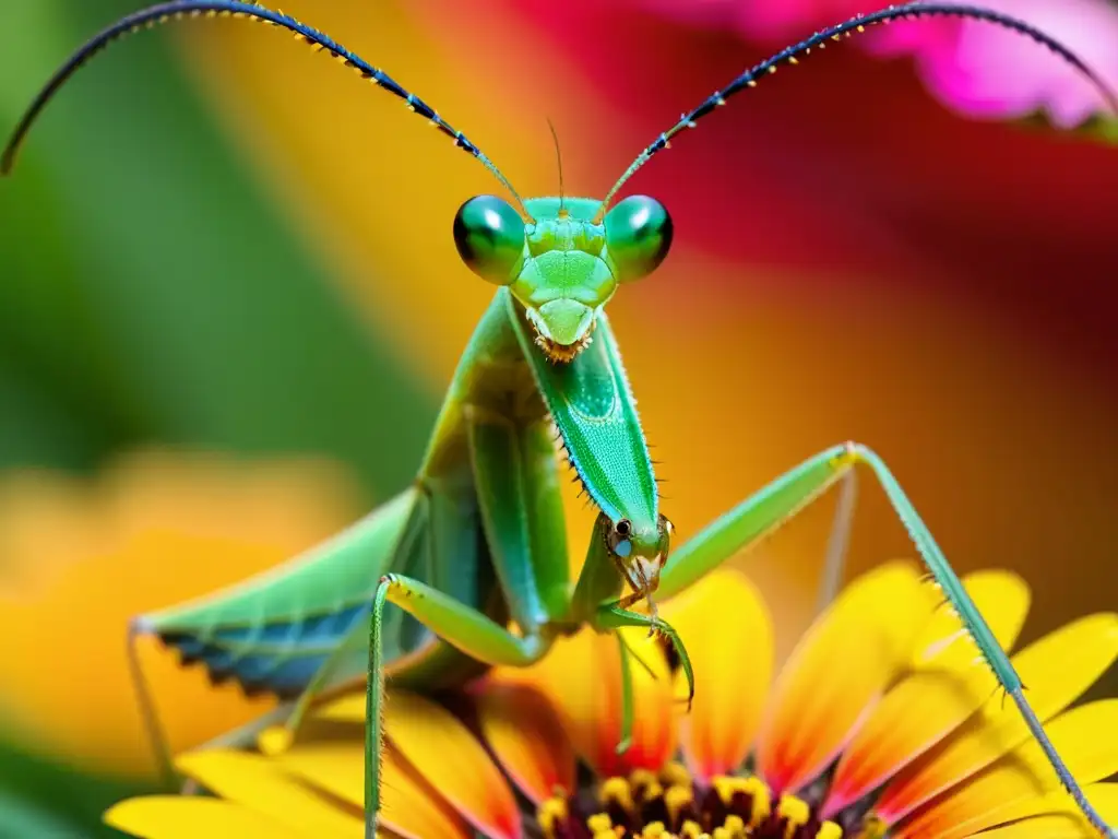 Praying Mantis en flor, entomología doméstica como hobby